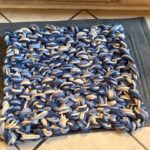 Arm Knitted Fabric - blue and white